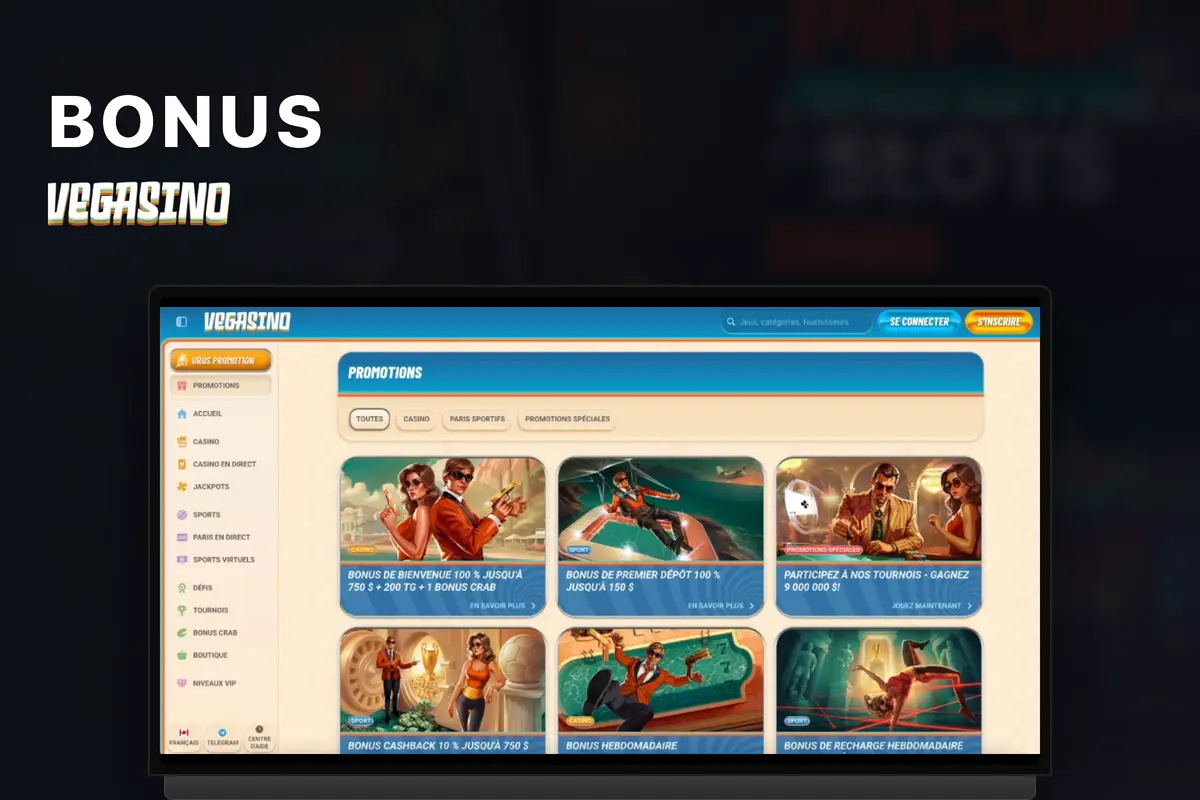 Vegasino programme de bonus — bonus et promotions