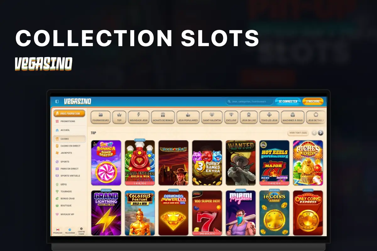 Vegasino lobby slots — grille de jeux et filtres